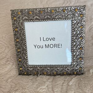 Picture frame beautiful etched detail yellow stone vintage unknown manufacturer